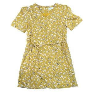 OLIVE Mustard Yellow Floral Mini Tie Lined Designed In One Size